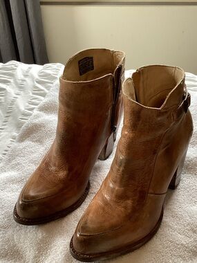 Bed Stu Brown Leather Heeled Ankle Boots